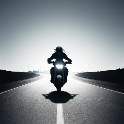 Flat vector illustration of a straight road/track stretching into the distance for a VR headesset effect, minimal style, simple color palette, no people, game HUD background style. Two avatar riders on the track: "You" avatar (front-facing simple rider silhouette, positioned center-lower on the road) "Ghost (Your Best)" avatar — a semi-transparent/outlined rider silhouette slightly ahead, labeled "Ghost — Your Best Time". horizontal image