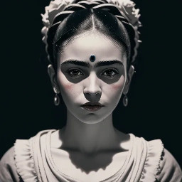 Monnalisa dressed up like one of Frida Kahlo's portraits