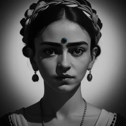 Monnalisa dressed up like one of Frida Kahlo's portraits