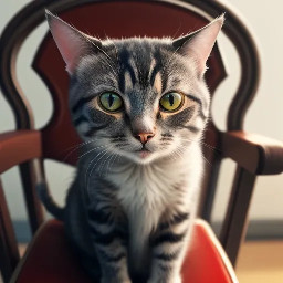 A cute cat sitting on a chair