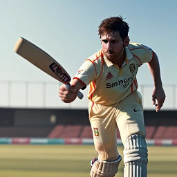 create image of messi playing cricket