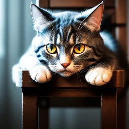 A cute cat sitting on a chair