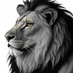 a male lion in white background