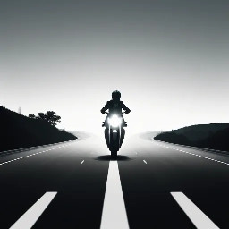 Flat vector illustration of a straight road/track stretching into the distance, minimal style, simple color palette, no people, game HUD background style. Two avatar riders on the track: "You" avatar (front-facing simple rider silhouette, positioned center-lower on the road) "Ghost (Your Best)" avatar — a semi-transparent/outlined rider silhouette slightly ahead, labeled "Ghost — Your Best Time". horizontal image