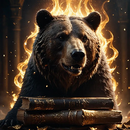 epic fantasy book category cover, dark mystical background with rising golden ashes and glowing embers, three floating ornate books with magical auras, one with broken crown symbol, one with bear silhouette, one with bear in judgment pose, dramatic rim lighting, golden particles floating upward, dark color palette with gold accents, cinematic composition, highly detailed, 8k, masterpiece, fantasy art