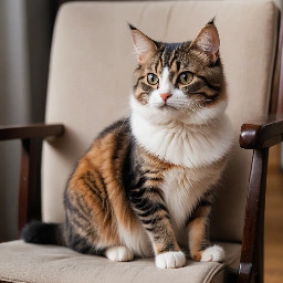 A cute cat sitting on a chair