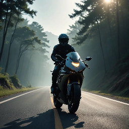 Flat vector illustration of a straight road/track stretching into the distance for a VR headesset effect, minimal style, simple color palette, no people, game HUD background style. Two avatar riders on the track: "You" avatar (front-facing simple rider silhouette, positioned center-lower on the road) "Ghost (Your Best)" avatar — a semi-transparent/outlined rider silhouette slightly ahead, labeled "Ghost — Your Best Time". horizontal image