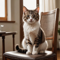 A cute cat sitting on a chair