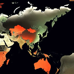 World map glowing red around Middle East, oil routes highlighted, war icons, dark background, futuristic UI style, geopolitical tension concept, clean and modern design