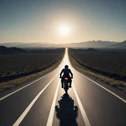 Flat vector illustration of a straight road/track stretching into the distance, minimal style, simple color palette, no people, game HUD background style. Two avatar riders on the track: "You" avatar (front-facing simple rider silhouette, positioned center-lower on the road) "Ghost (Your Best)" avatar — a semi-transparent/outlined rider silhouette slightly ahead, labeled "Ghost — Your Best Time". horizontal image